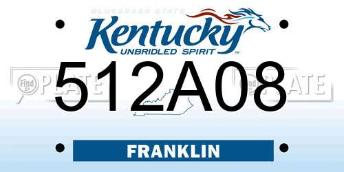 512A08 Kentucky License Plate