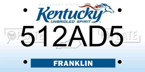512AD5 Kentucky License Plate