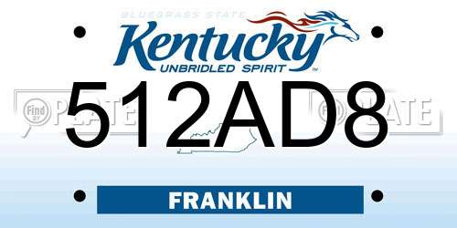 512AD8 Kentucky License Plate
