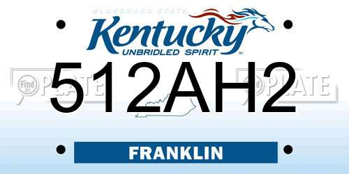 512AH2 Kentucky License Plate