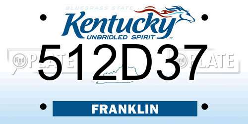 512D37 Kentucky License Plate