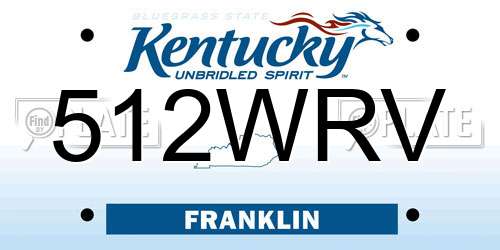 512WRV Kentucky License Plate