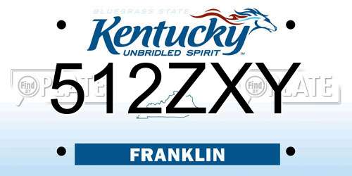 512ZXY Kentucky License Plate