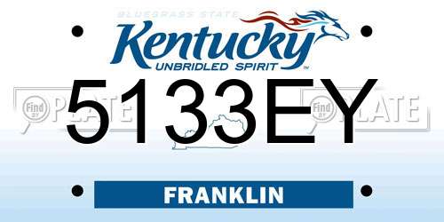 5133EY Kentucky License Plate
