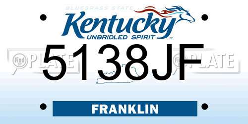 5138JF Kentucky License Plate