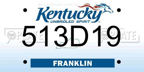 513D19 Kentucky License Plate