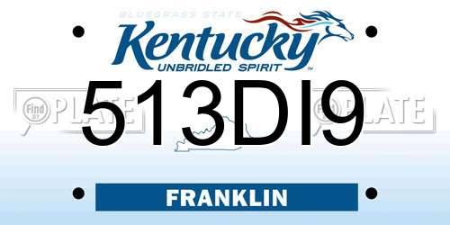 513DI9 Kentucky License Plate