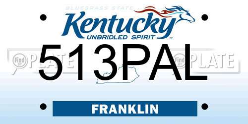 513PAL Kentucky License Plate