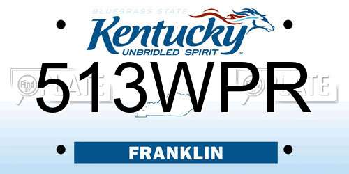 513WPR Kentucky License Plate