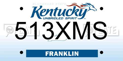 513XMS Kentucky License Plate