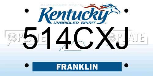 514CXJ Kentucky License Plate