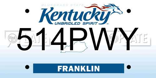 514PWY Kentucky License Plate