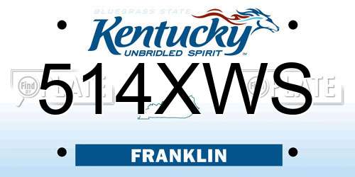 514XWS Kentucky License Plate