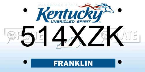 514XZK Kentucky License Plate