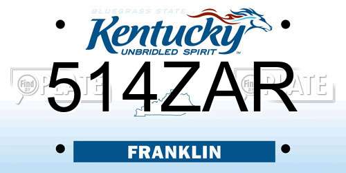 514ZAR Kentucky License Plate
