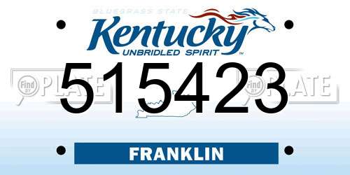 515423 Kentucky License Plate