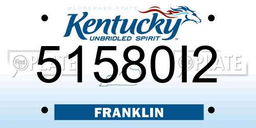 51580I2 Kentucky License Plate
