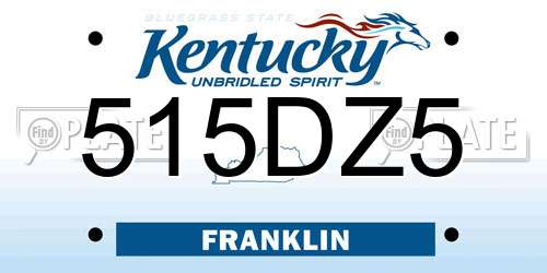 515DZ5 Kentucky License Plate