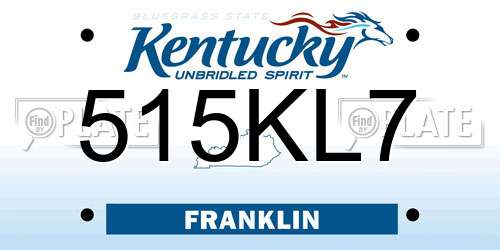 515KL7 Kentucky License Plate
