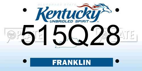 515Q28 Kentucky License Plate