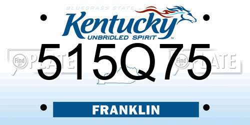 515Q75 Kentucky License Plate
