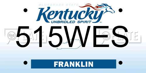 515WES Kentucky License Plate