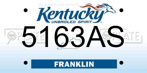 5163AS Kentucky License Plate