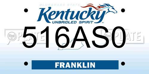 516AS0 Kentucky License Plate