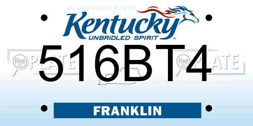 516BT4 Kentucky License Plate