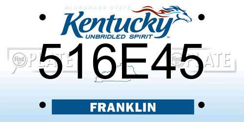 516E45 Kentucky License Plate