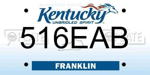 516EAB Kentucky License Plate