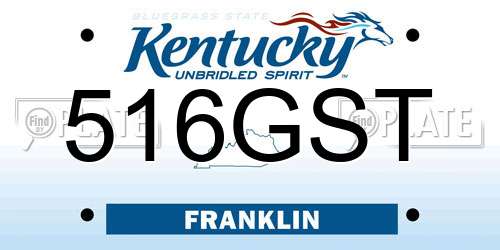 516GST Kentucky License Plate