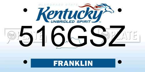 516GSZ Kentucky License Plate