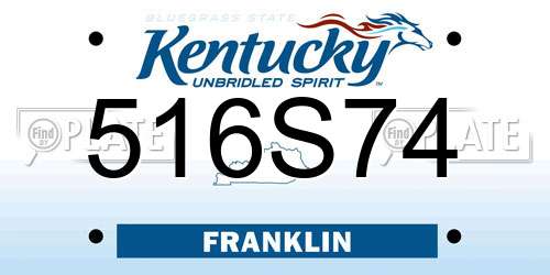 516S74 Kentucky License Plate