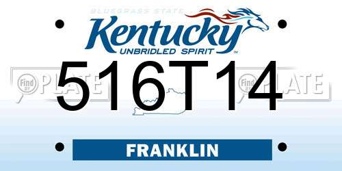 516T14 Kentucky License Plate