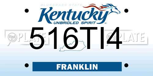 516TI4 Kentucky License Plate