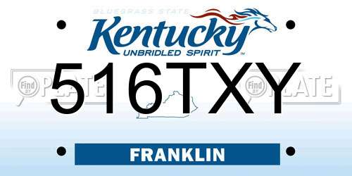 516TXY Kentucky License Plate