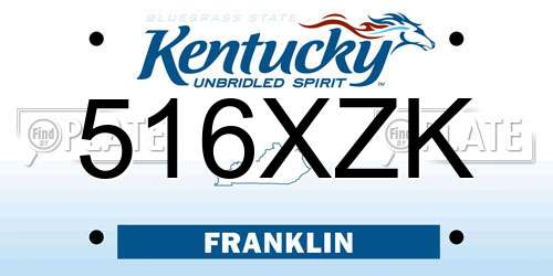 516XZK Kentucky License Plate