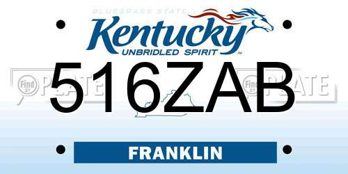 516ZAB Kentucky License Plate