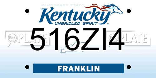 516ZI4 Kentucky License Plate