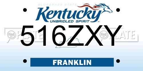 516ZXY Kentucky License Plate