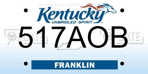 517AOB Kentucky License Plate
