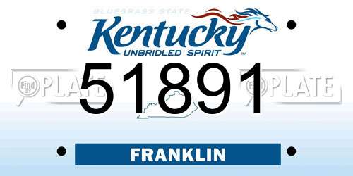 51891 Kentucky License Plate