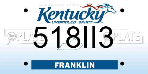 518II3 Kentucky License Plate