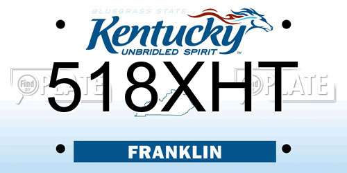 518XHT Kentucky License Plate