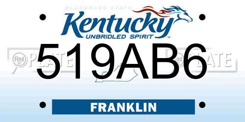 519AB6 Kentucky License Plate