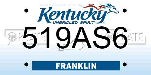 519AS6 Kentucky License Plate