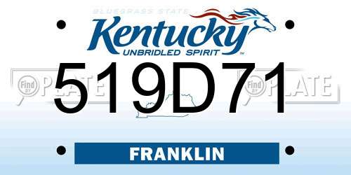 519D71 Kentucky License Plate