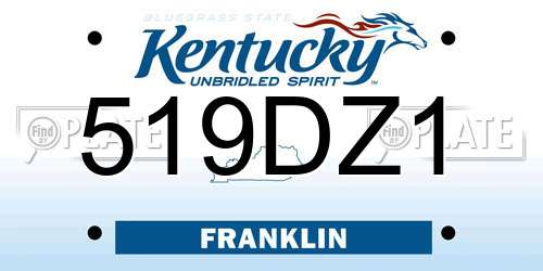 519DZ1 Kentucky License Plate