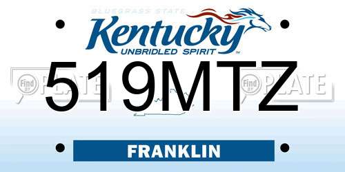 519MTZ Kentucky License Plate